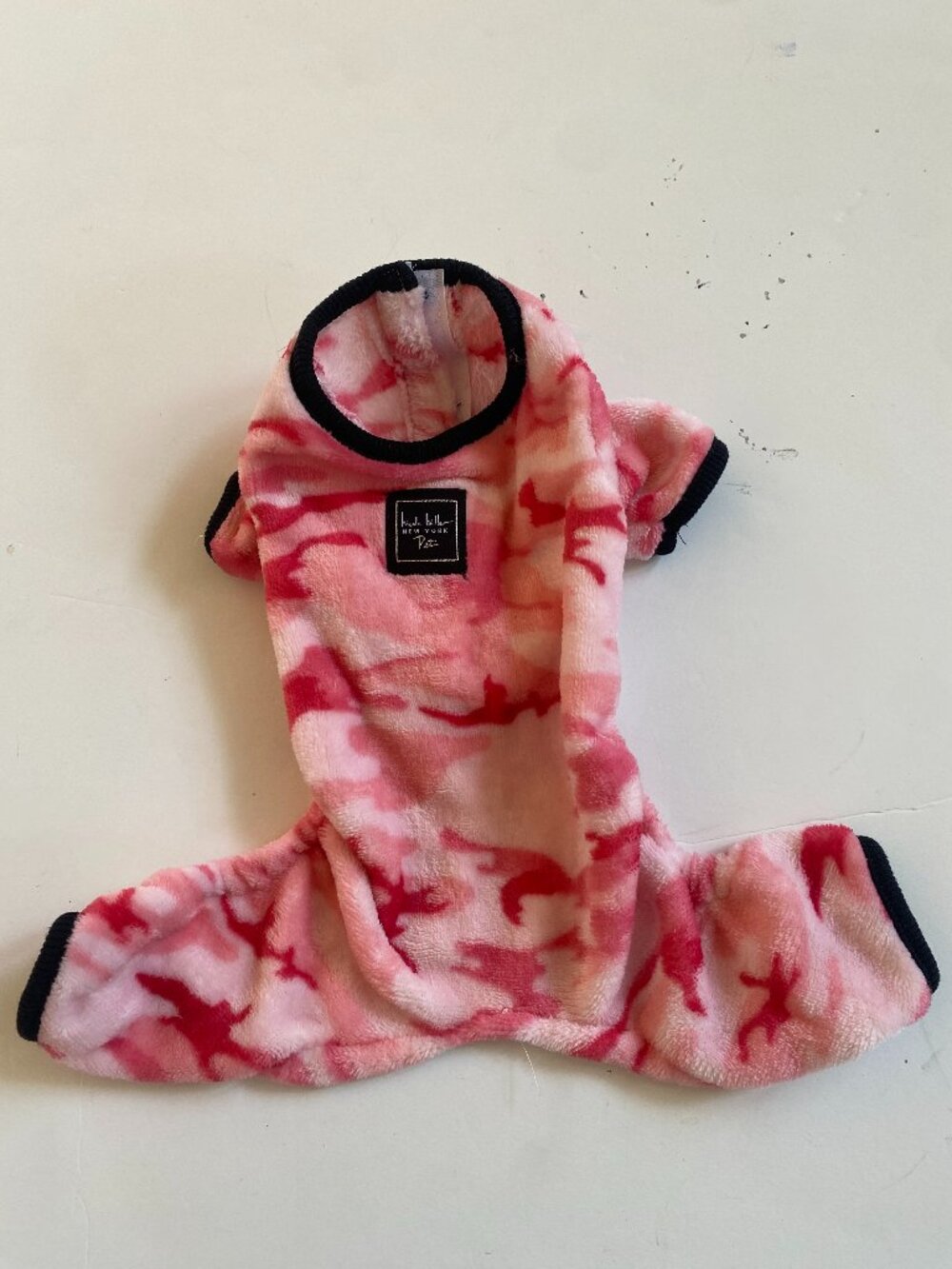 Nicole Miller New York Pets, NWOT, pink/black camo print dog pajamas XS.